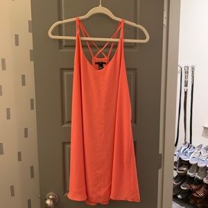 orange/pink chiffon dress